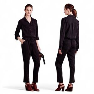 Anthropologie Cloth & Stone 100% Tencell Tyocell Long Sleeves Black Jumpsuit